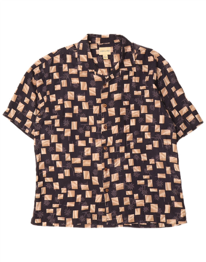 Joseph & Feiss Muška košulja kratkih rukava Velika crna geometrijska svila