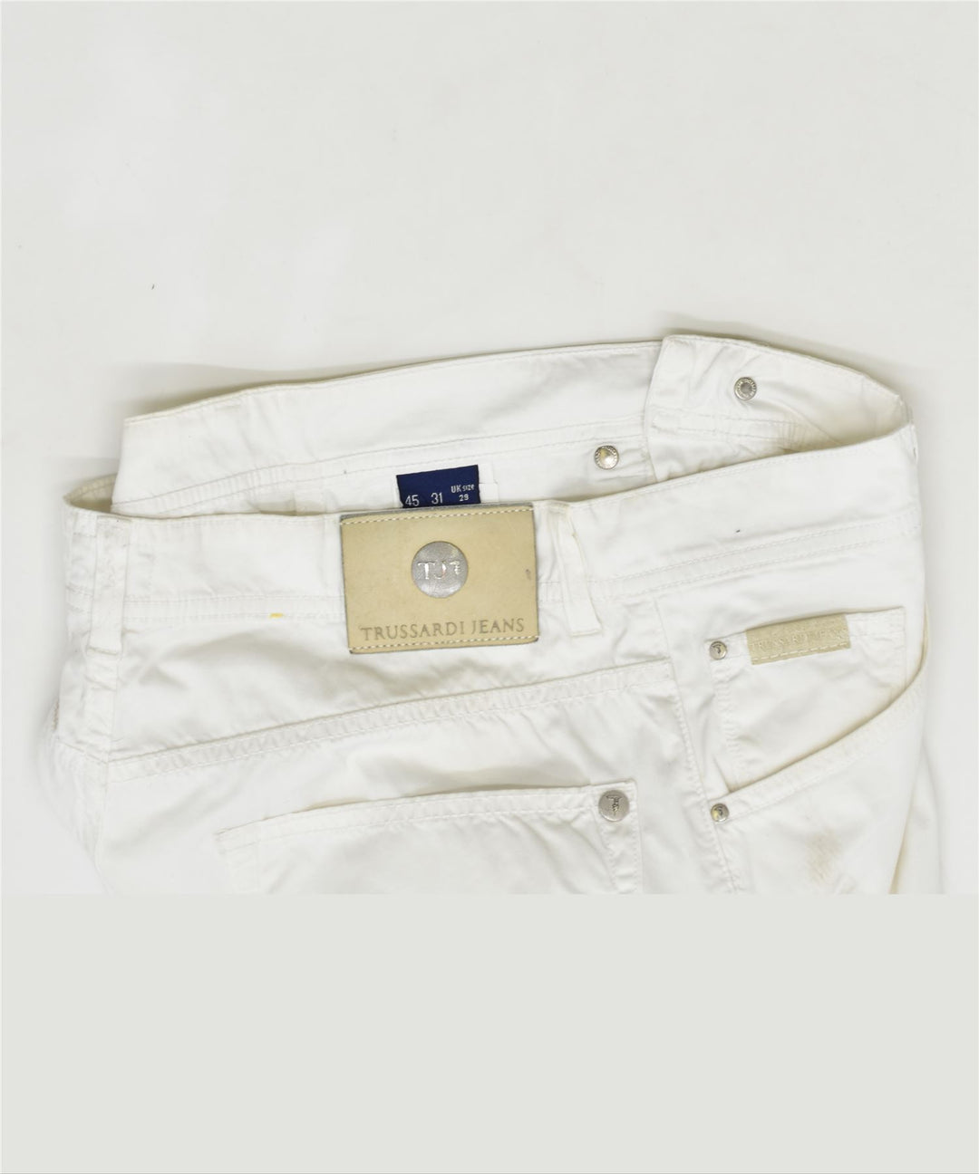 TRUSSARDI Womens Straight Casual Trousers W29 L32 White Cotton | Vintage | Thrift | Second-Hand | Used Clothing | Messina Hembry 
