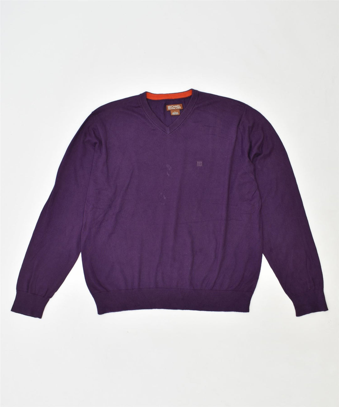 MICHAEL KORS Mens V-Neck Jumper Sweater Large Purple Cotton | Vintage | Thrift | Second-Hand | Used Clothing | Messina Hembry 