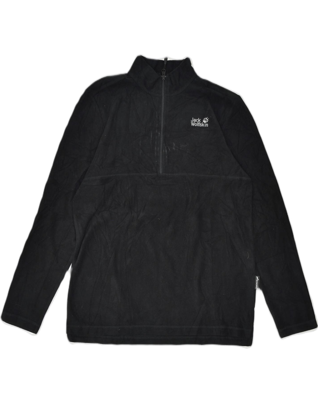JACK WOLFSKIN Mens Zip Neck Fleece Jumper UK 36/38 Small Black | Vintage | Thrift | Second-Hand | Used Clothing | Messina Hembry 